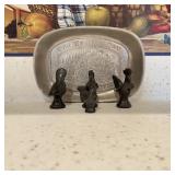 Composite Bird Whistles w/ Pewter Bread Plate Composite Bird Whistles w/ Pewter Bread Plate