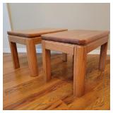 Vintage Oak Side Table Pair