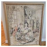 30" x 38" Framed Victorian Style Tapestry