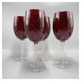 4 Ruby Red Stemmed Glasses