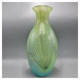 12" Pulled Feather Art Glass Vase