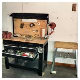 Workbenches With Contents and Bench Vise