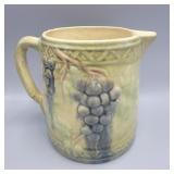 Vintage Grape Motif Stoneware Pitcher