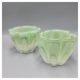 Pair of Green Ecoglass Votive Holders