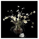 Faux Flowers in Vase w/ Glass Animals