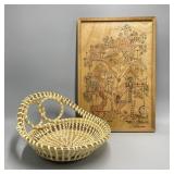 Wood Art w/ Handmade Basket