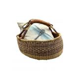 Handwoven Basket w/ Dragonfly Pillow