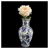 Oriental Style Vase w/ Faux Peony