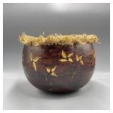 Hand Decorated Gourd Bowl w/ Jute Trim