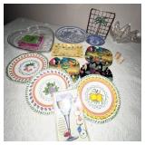 Plate Lot, Pottery, Porcelain, Plastic