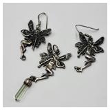 Nude Sterling Fairy Pendant & Earrings (8.8g)