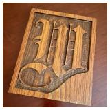 Handmade Wood Plaque English Script W'