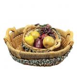 2 Baskets w/ Faux Fruit