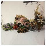 Lot of Faux Flower Arrangements in Vases w/