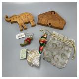 Christmas Ornaments w/ Wood Puzzle Nativity