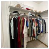 Ladies Hanging Clothes & Shelf Contents on Right