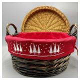 Basket w/ Christmas Liner & Plate Style Basket