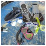 Ladies Snorkels, Goggles, & Fins in Yellow Net