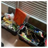 2 Rubbermaid Totes w/ Painting & Miscellaneous