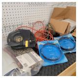 Box Lot w/ Extension Cords & Band Saw Blades