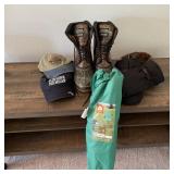 BushMaster Hunting Boots, Chair, Gloves; shoes