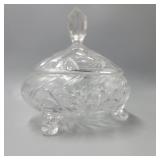 Footed Covered Crystal Candy Dish