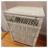 Vintage White Wicker Hamper