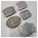 5 Vintage Firearm Themed Belt Buckles