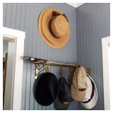 Lot of Hats w/ Brass Hatrack Lot of Hats w/ Brass Hatrack