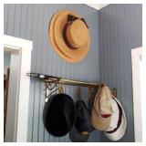 Lot of Hats w/ Brass Hatrack