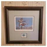 Signed 1980 Waterfowl Hunting Art w/ Stamp Signed 1980 Waterfowl Hunting Art w/ Stamp