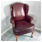 Vintage Red Leather Style North Hickory Chair