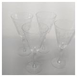 Set of 4 Etched Wine Glasses