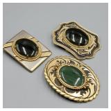 Three Vintage Jade Belt Buckles Three Vintage Jade Belt Buckles