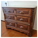 Antique Marble Top Walnut Three Drawer Chest