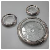 Sterling Frank M. Whiting Set of 3 Ash Trays