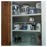 Contents of Cabinet w/ Plastic Storage & Glasses