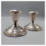 Empire Weighted Sterling Candle Holder Pair