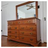 Vintage Bissman Solid Walnut Dresser w/ Mirror