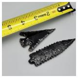 Two Obsidian Arrowheads Two Obsidian Arrowheads