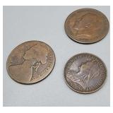 1860, 1896, & 1921 UK Pennies