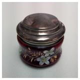 Red Glass Canister With Silver Plate Lid Red Glass Canister With Silver Plate Lid