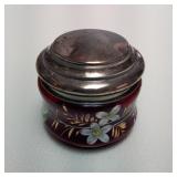 Red Glass Canister With Silver Plate Lid