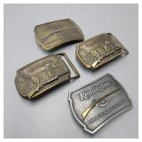 Lot of 4 Vintage Remington Belt Buckles