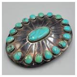 Unmarked Vintage Turquoise Belt Buckle