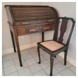 Antique Oak Rolltop Writing Desk w/ Chair Antique Oak Rolltop Writing Desk w/ Chair