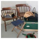 Lot of Vintage Items w/ Coleman Cooler & Chairs Lot of Vintage Items w/ Coleman Cooler & Chairs