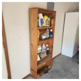 Wooden Shelf with Assorted Cleaning Supplies Wooden Shelf with Assorted Cleaning Supplies