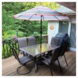 Glass Patio Table Set with Umbrella Glass Patio Table Set with Umbrella