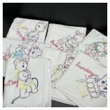 7 Embroidered Flour Sack Kitchen Towels